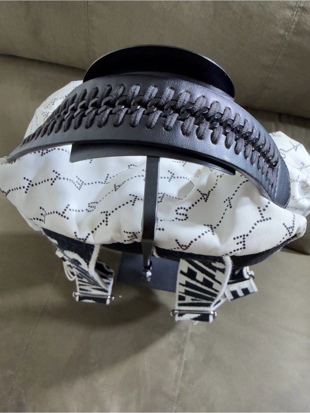 Stella McCartney Black & White Logo Strap Backpack - Picture 3 of 6